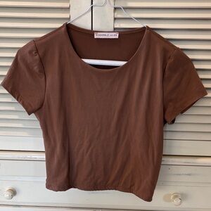 Sincerely Jules Cocoa Brown Crop Top